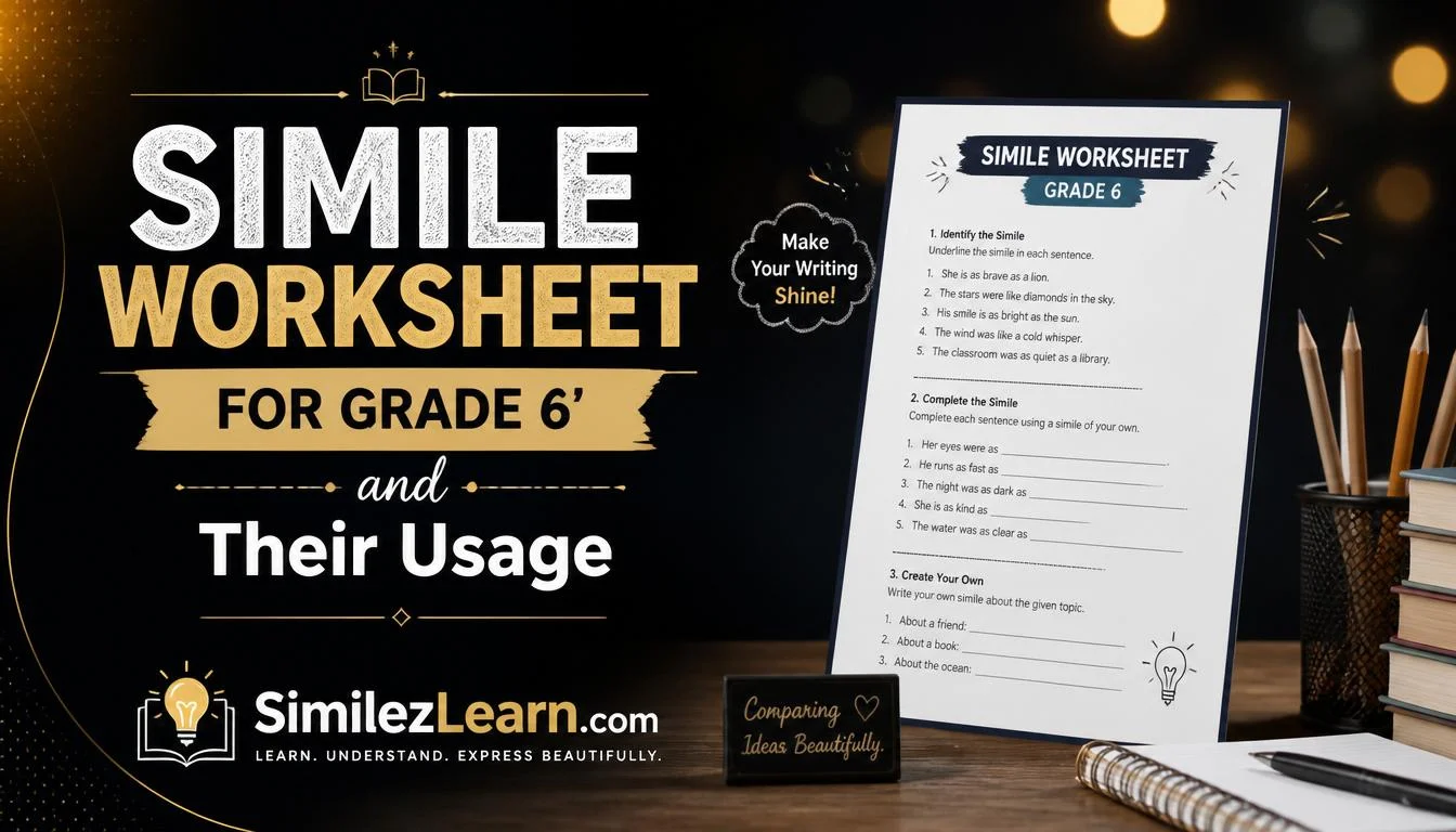 simile worksheet for grade 6